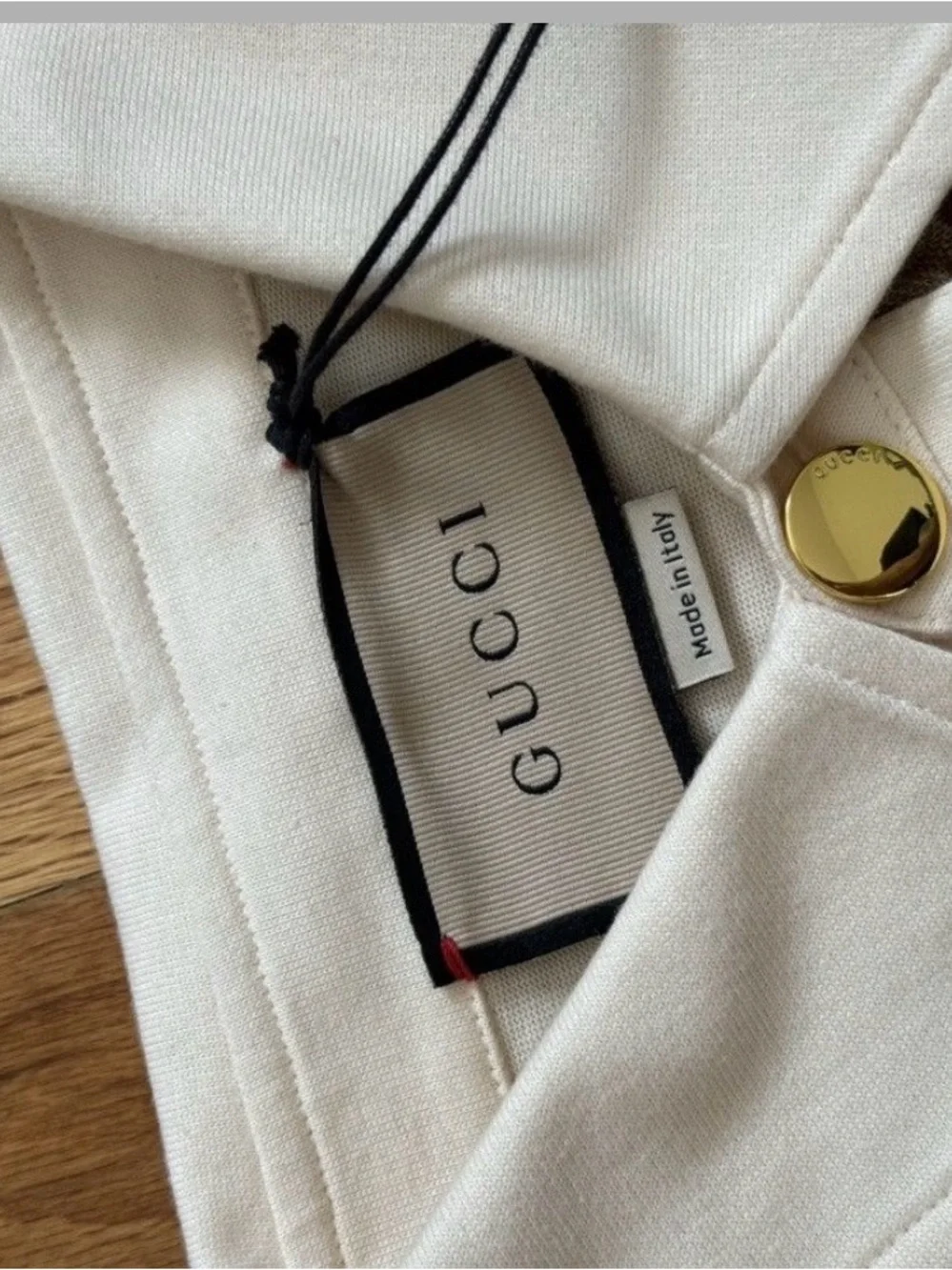 Gucci Brown GG Monogram Polo with White Sleeves